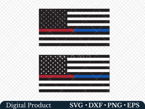 American Flag Svg, Thin Blue Line: Graphics and Crafts