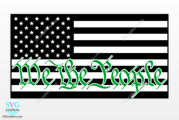 American Flag We the People Green Line Graphics & Crafts