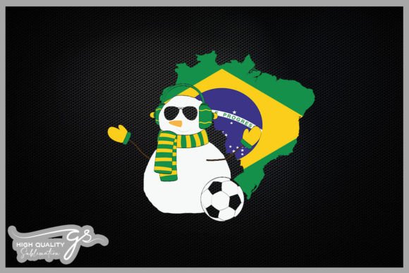 Brazil Flag Snowman Christmas Graphics