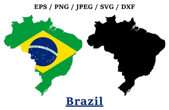 Brazil National Flag Map Design Graphics