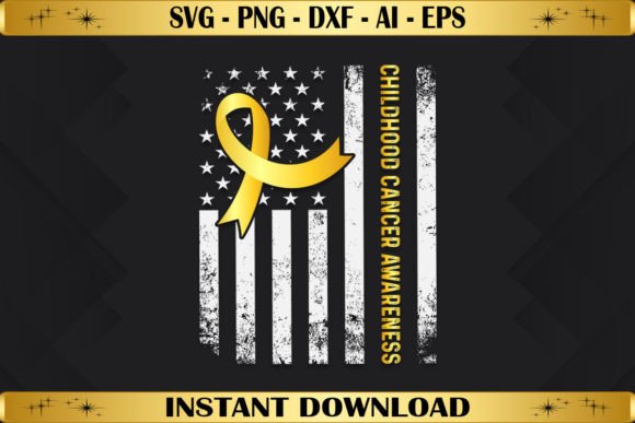 Childhood Cancer Awareness USA Flag Graphics and Crafts