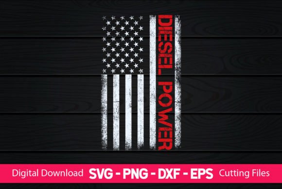 Diesel Power American Flag Trucker Gift Graphics and Crafts