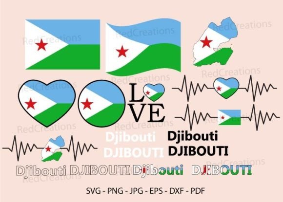 Djibouti Flag Svg Bundle for Graphics & Crafts
