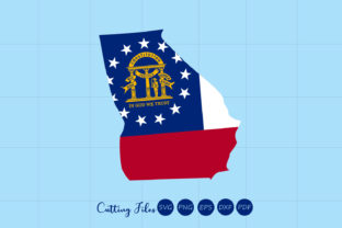Georgia State with Flag Background Graphics