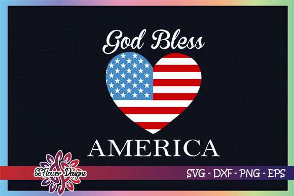 God Bless America Heart Flag 4th of July Graphics