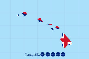 Hawaii State with Flag Background Graphics