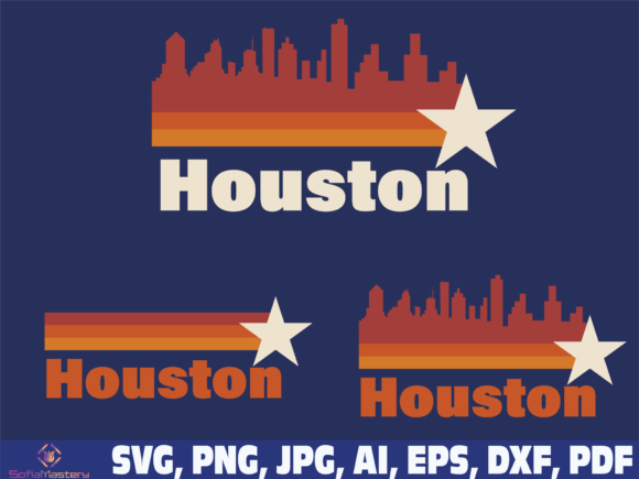 Houston Skyline Strip Flag Graphics