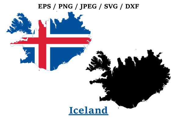 Iceland National Flag Map Design Graphics