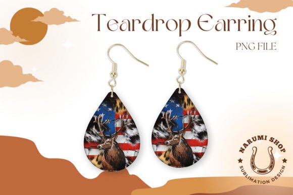 Patriotic Deer Flag Teardrop Earring: Graphics for Crafts