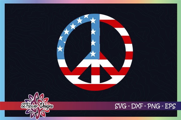 Peace Sign American Flag, 4th of July Graphics