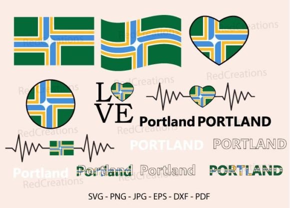 Portland Flag Bundle Svg, Graphics and Crafts
