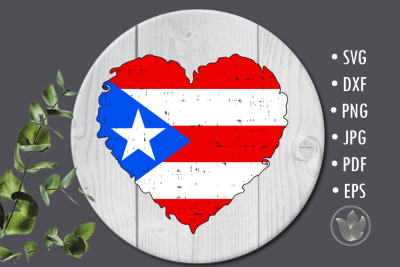 Puerto Rico Flag Heart Sublimation Design for Graphics and Crafts