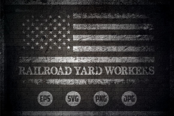 Railroad Yard Workers - USA Flag Graphics and Crafts