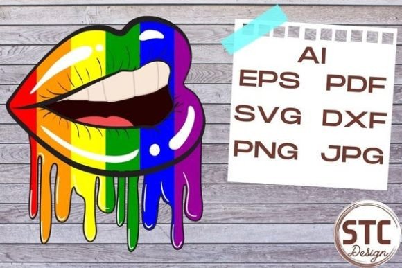 Sexy Lips Dripping LGBTQ Flag Graphics & Crafts