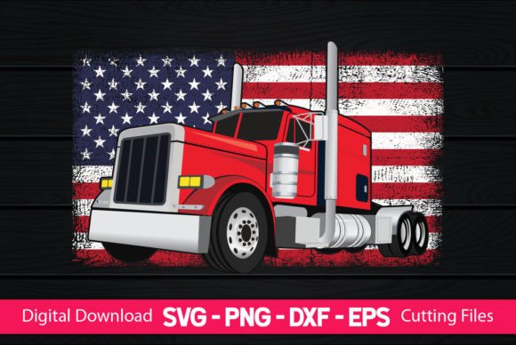 Truck Driver American Flag Trucker Gift Graphics and Crafts