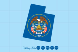 Utah State with Flag Background Graphics